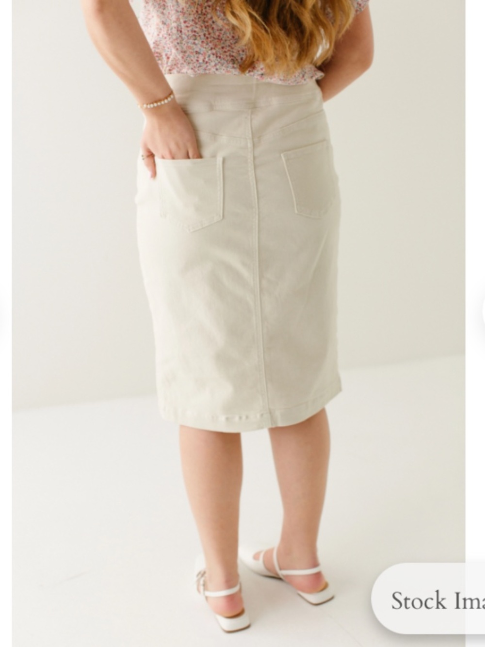 Women’s size 6 Main Street Exchange “Sara” skirt in Alabaster, stretch denim - Picture 3 of 8